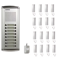 Kit de Botonera Commax DR-16AM: Botonera con 16 botones, 16 teléfonos para apartamentos y fuente de poder