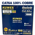 Cable CAT6A UTP soporta Poe++ 10G, 100% cobre, color azul, 100M