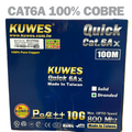 Cable CAT6A UTP soporta Poe++ 10G, 100% cobre, color gris, 100M