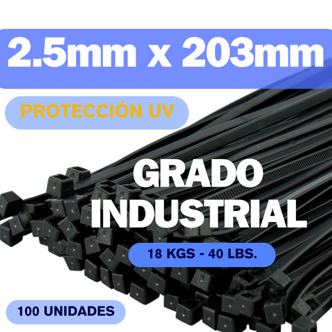 Zunchos negros protección UV grado industrial 8” KSGT-200MWMC