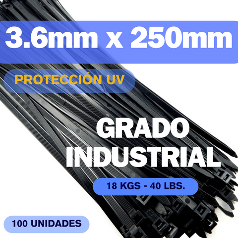 Zunchos negros protección UV grado industrial 9.8” KSGT-250MWIC