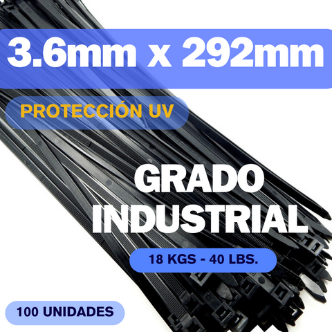 Zunchos negros protección UV grado industrial 11.8” KSGT-300WIC