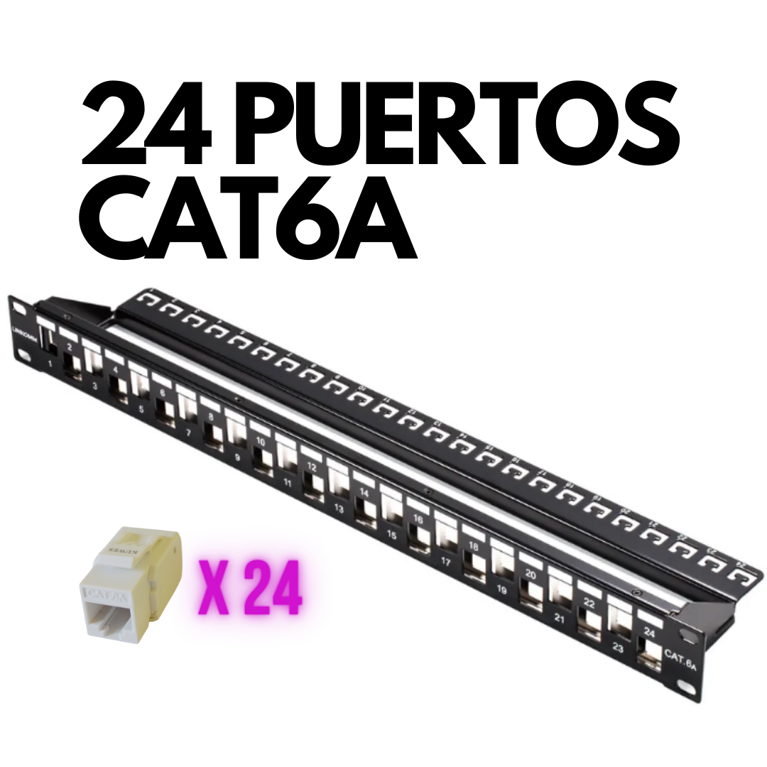 Patch panel CAT6A de 24 puertos Kuwes KSNT-24ABL-C6A