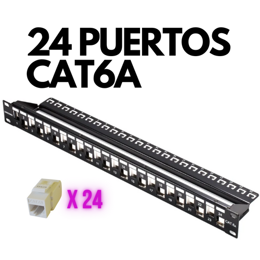Patch panel CAT6A de 24 puertos Kuwes KSNT-24ABL-C6A