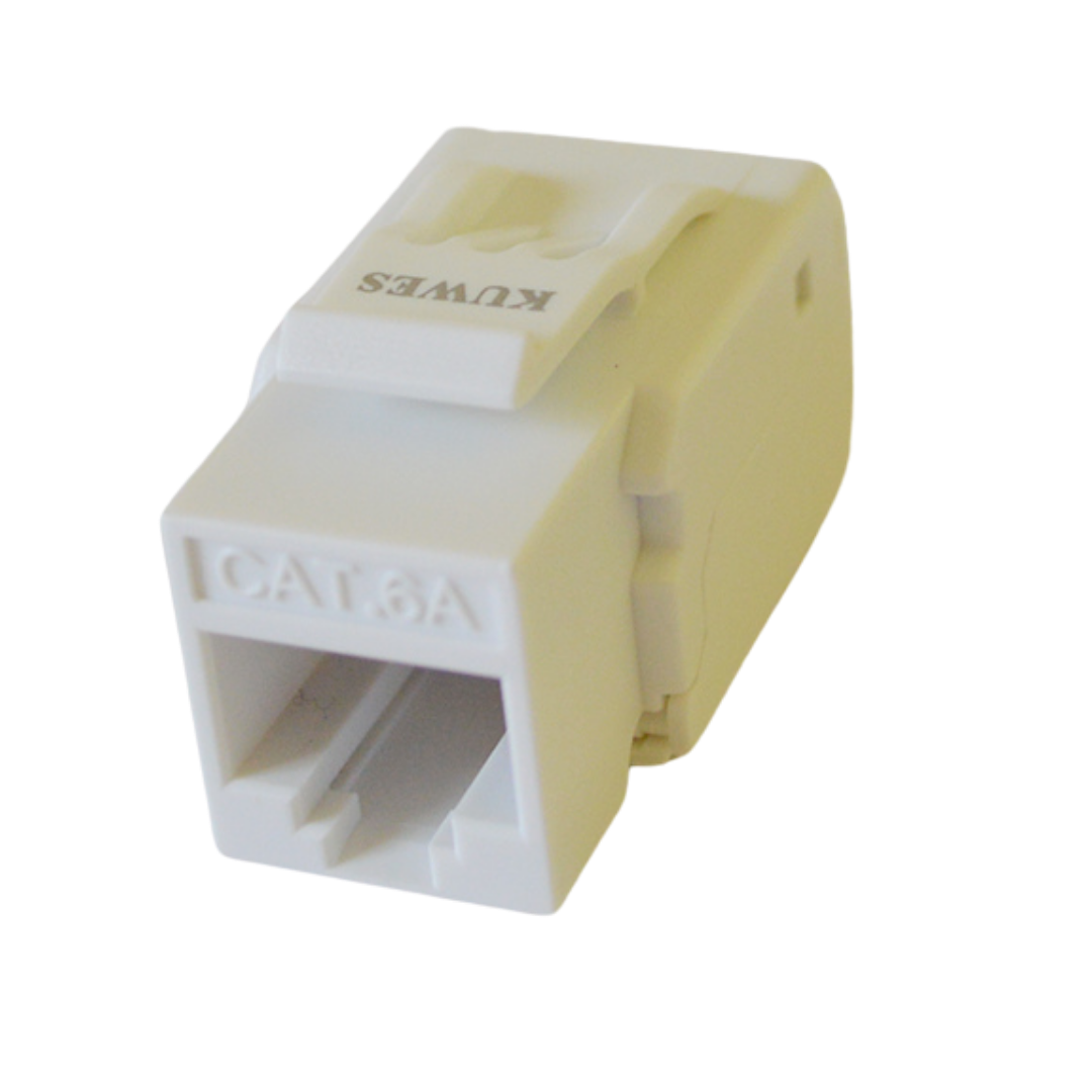 Módulo keystone jack UTP CAT6A en color blanco - KUWES KSNT-32F-C6A-US