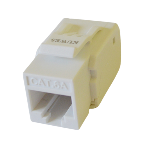 Módulo keystone jack UTP CAT6A en color blanco - KUWES KSNT-32F-C6A-US