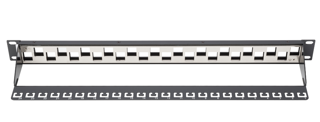 Patch panel vacío 24 puertos para redes CAT6A UTP STP Kuwes KSNTF24-C6A-B-BK