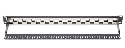 Patch panel vacío 24 puertos para redes CAT6A UTP STP Kuwes KSNTF24-C6A-B-BK