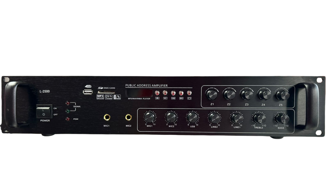 Amplificador de PA L-2500 de 500W, 5 zonas, USB SD FM Bluetooth