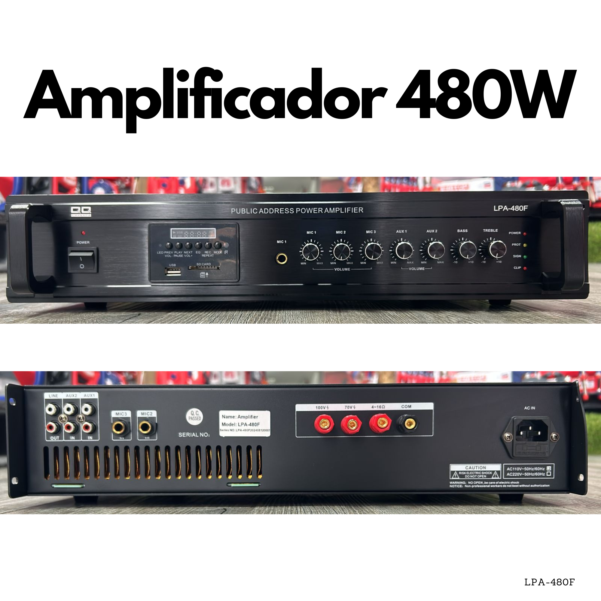 Amplificador PA LPA-480F de 480W reproductor USB SD FM Bluetooth
