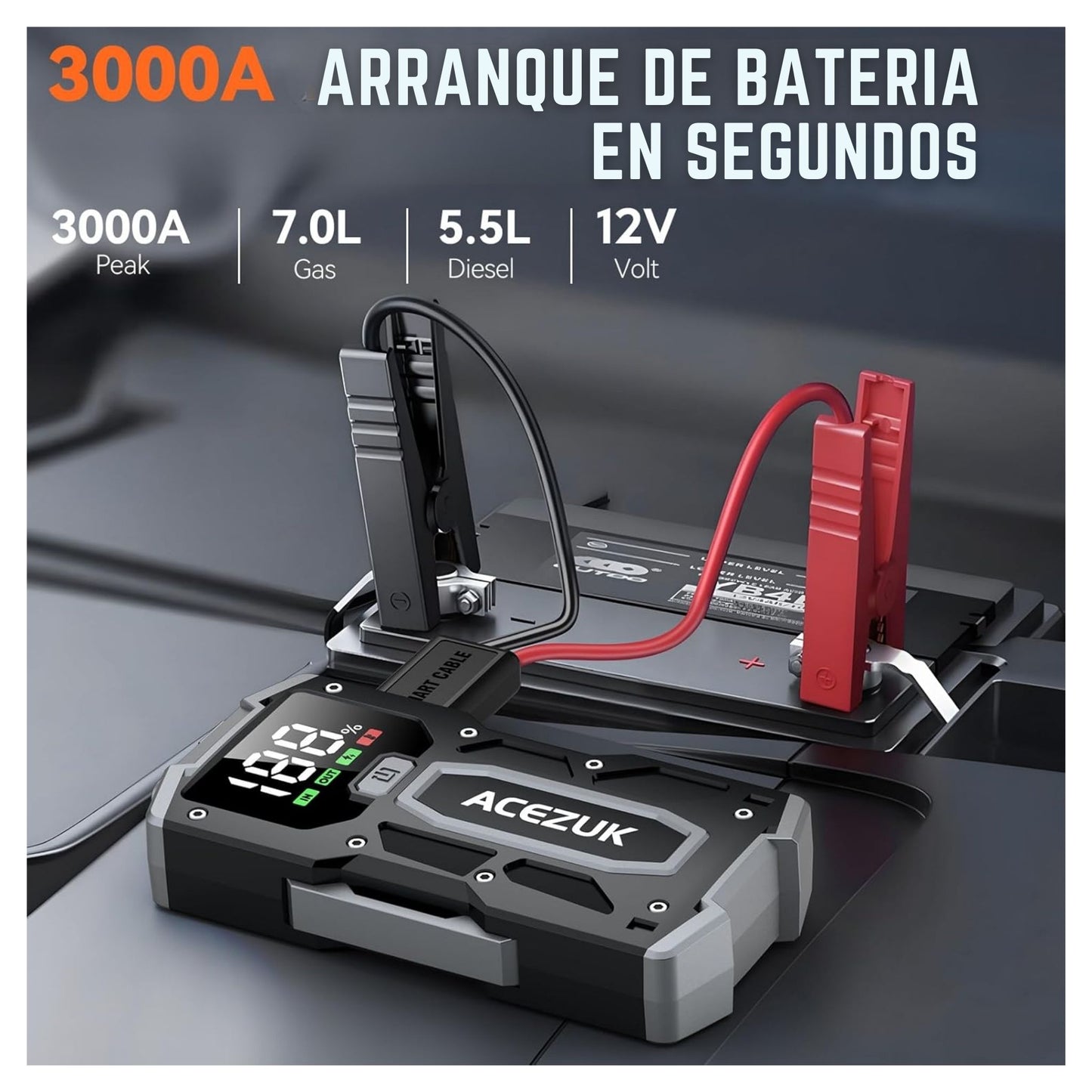 Arrancador de batería para carro y banco de batería