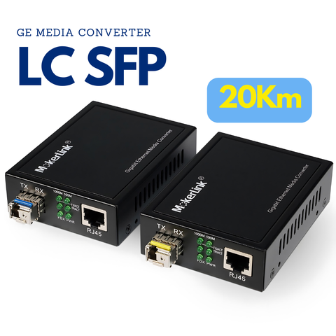 Convertidor de medios de fibra óptica con módulo transceptor SFP hasta 20km - MC-G1E1SBD20