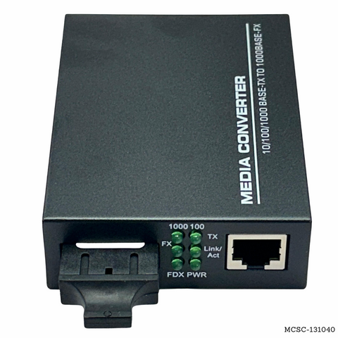 Convertidor de medios de fibra óptica dúplex monomodo SC gigabit 40km MCSC-131040