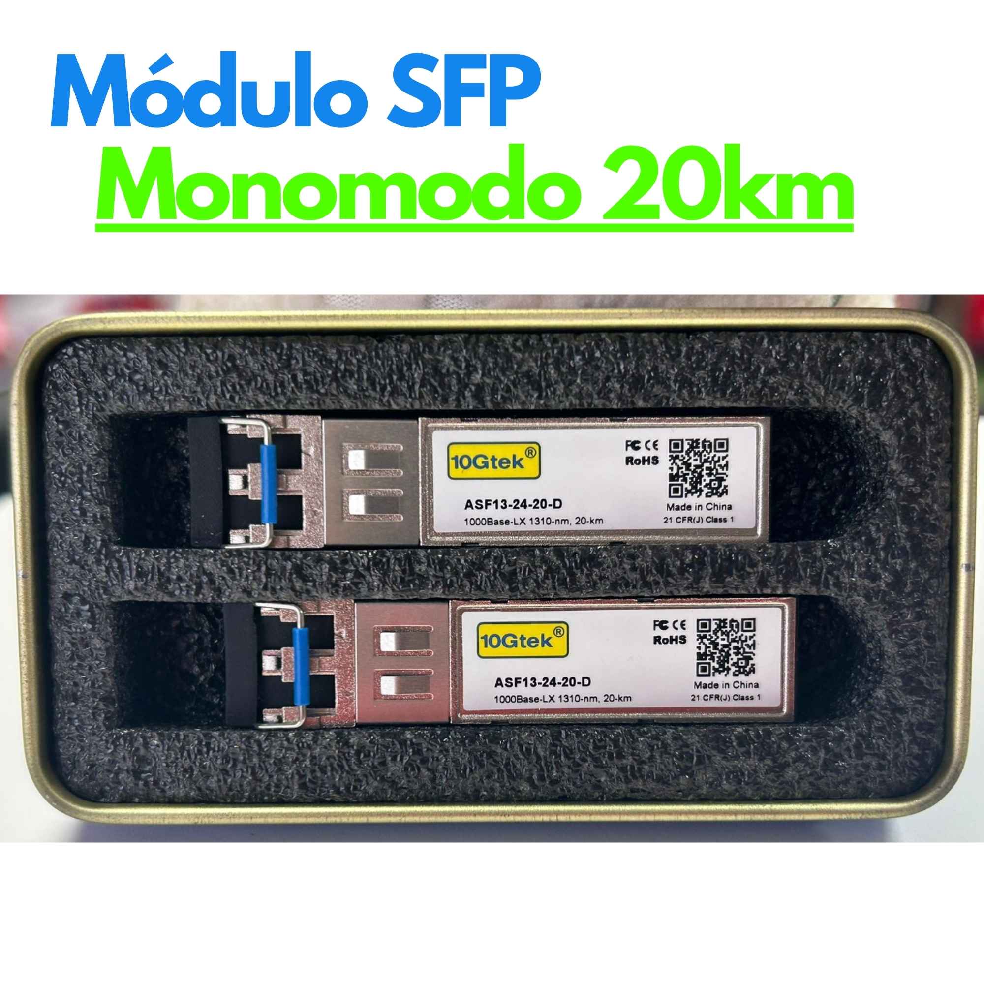 Módulo SFP de fibra óptica monomodo 1310nm 20km