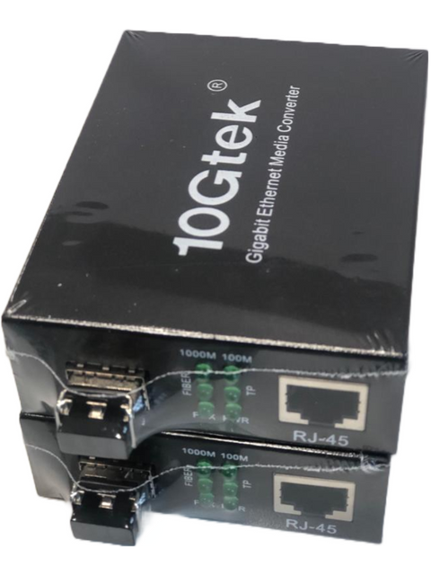 Kit convertidor de fibra óptica a ethernet, SMF SFP 1.25Gbps, 20km – 10Gtek G0101-SFP(Kit #2)(x2)