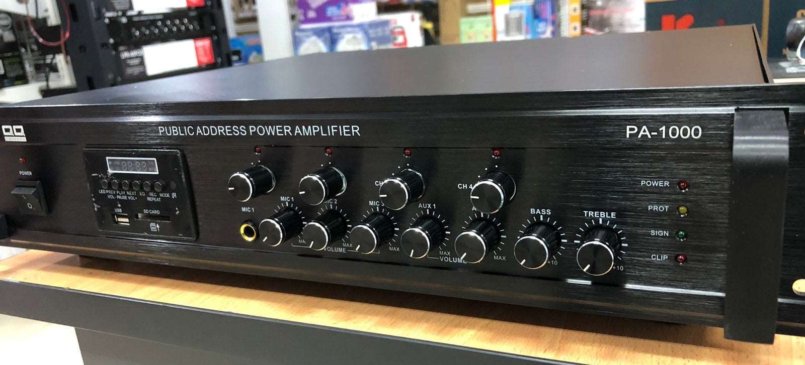 Amplificador PA de 1000W PA-1000 de 4 zonas, USB/ SD/ FM/ Bluetooth
