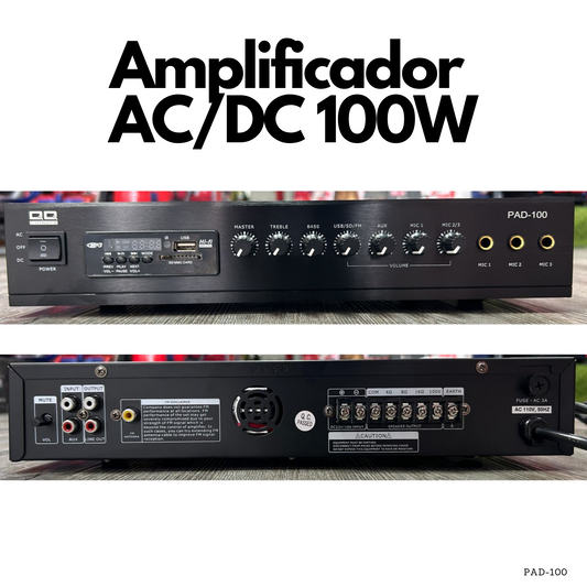 Amplificador Hi Fi AC/DC PAD-100 de 100W con USB SD FM BT