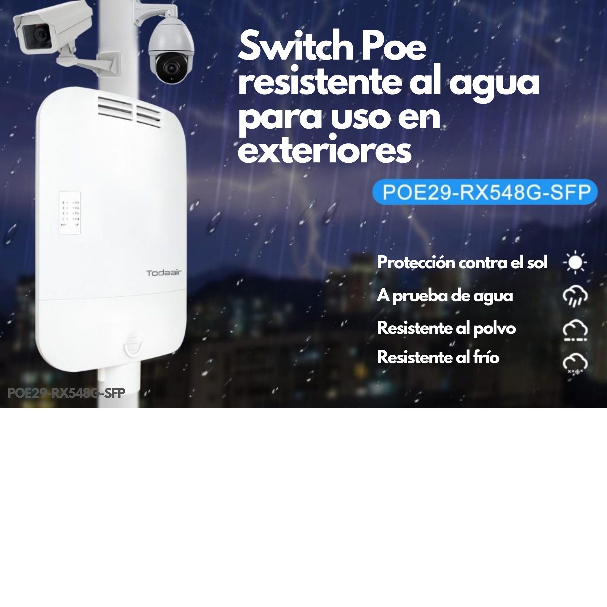 Switch de exterior 4 puertos gigabit PoE