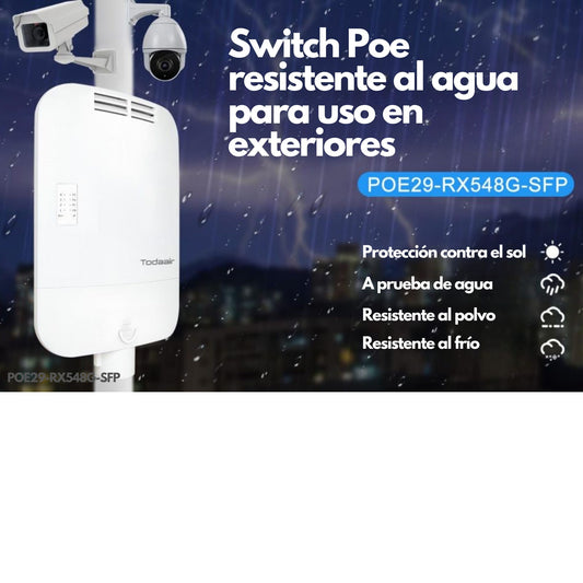 Switch de exterior 4 puertos gigabit PoE
