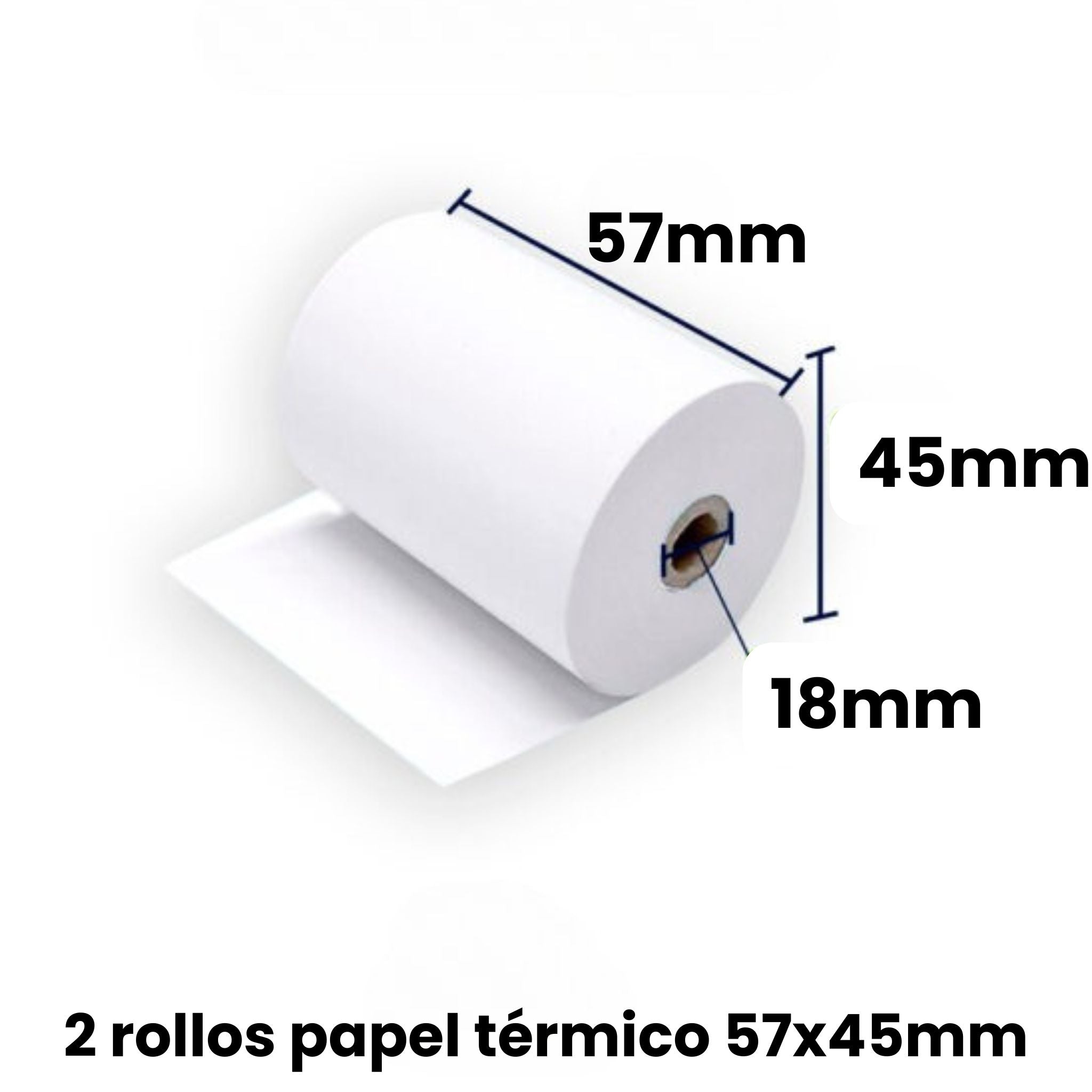 Kit de dos rollos de papel térmico 57 x 45 milímetros
