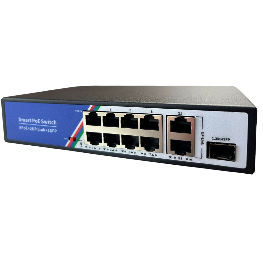 Switch Gigabit PoE 8 puertos + 2 UP Link + 1 SFP – PSW-8G2G1S