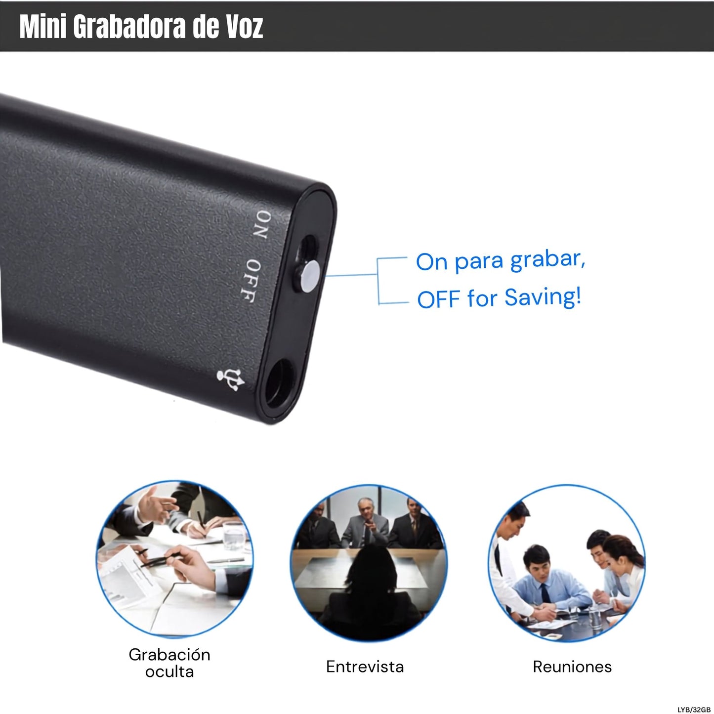Mini Grabadora de Voz Espía 32GB LYB