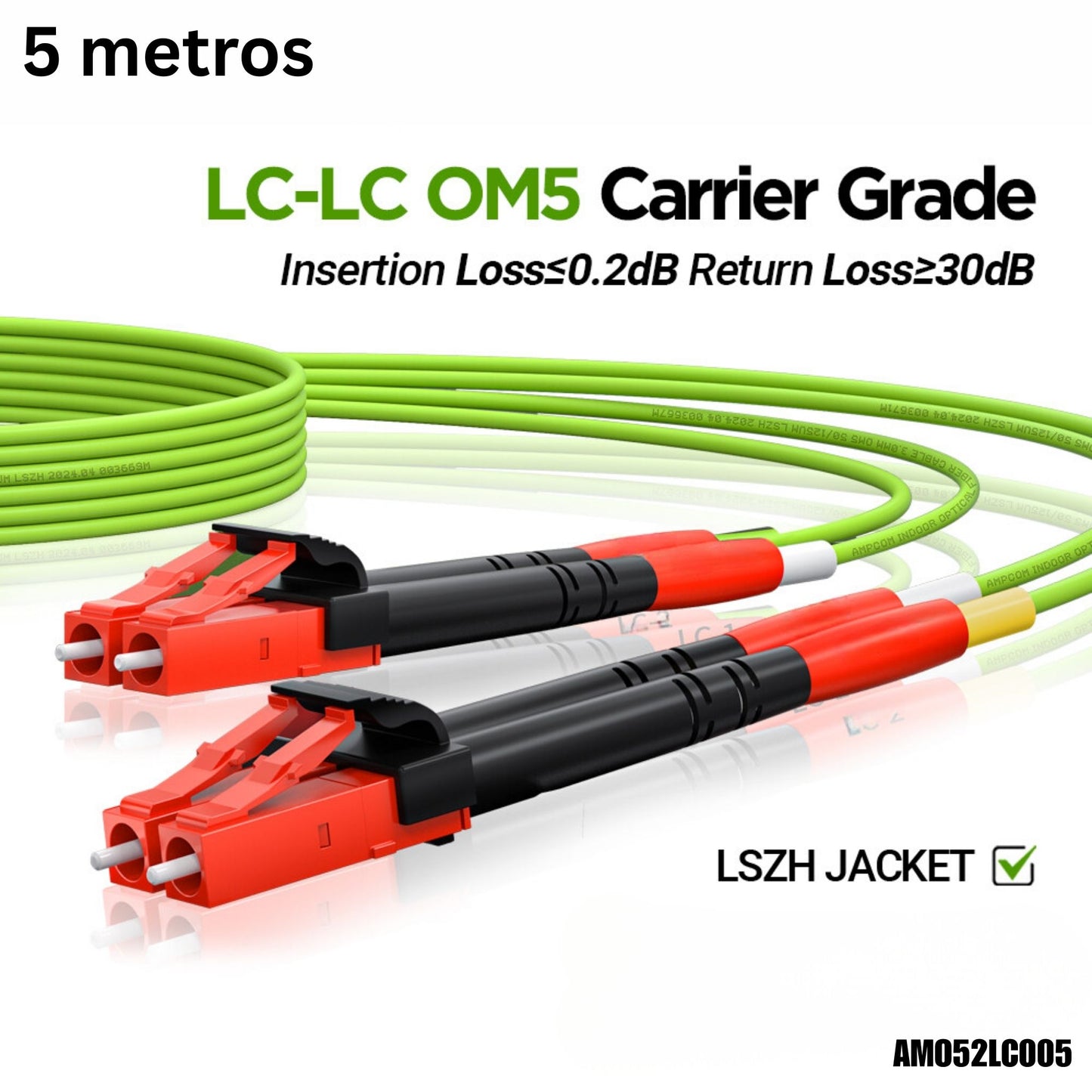 Patch Cord Fibra Óptica LC-LC Dúplex OM5 (5 Metros)