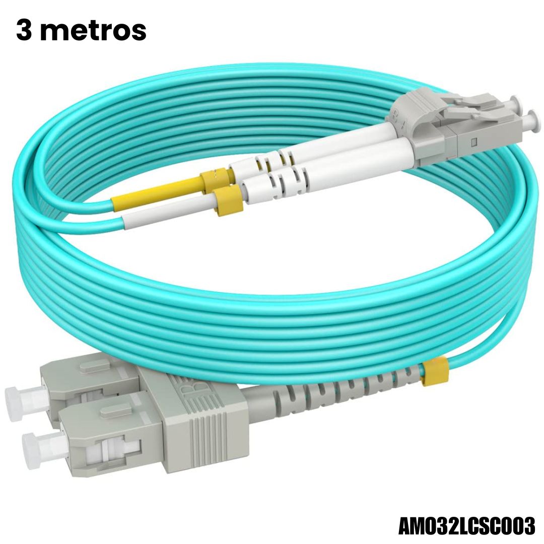 Patch Cord Fibra Óptica OM3 LC-SC Dúplex 3m
