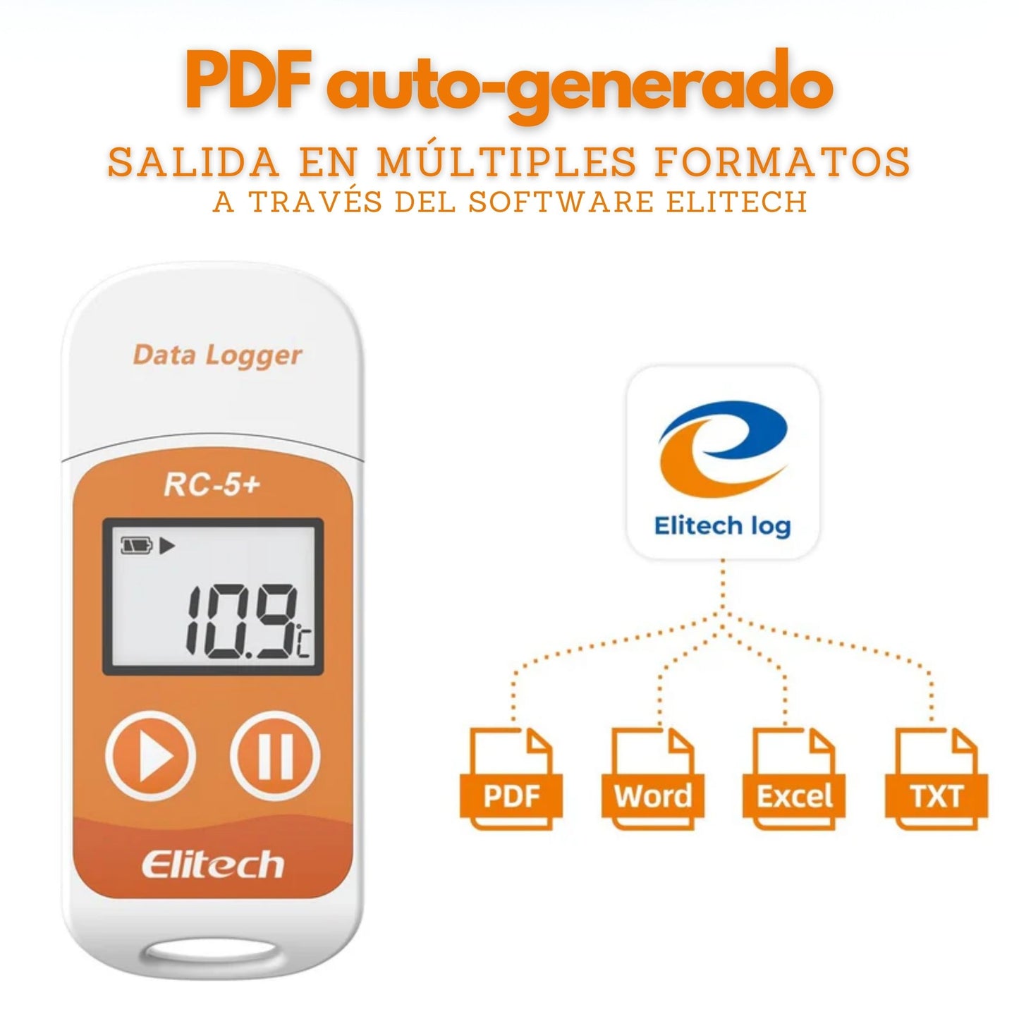 Data logger de temperatura USB reutilizable Elitech RC-5+