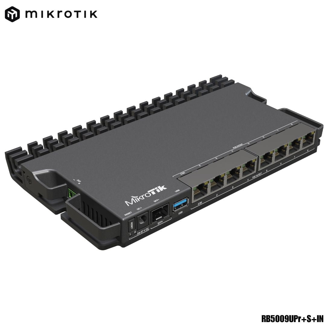 Router MikroTik RB5009UPr+S+IN | 8 Puertos PoE-Out/In | 1 Puerto 10G SFP+ | PoE++
