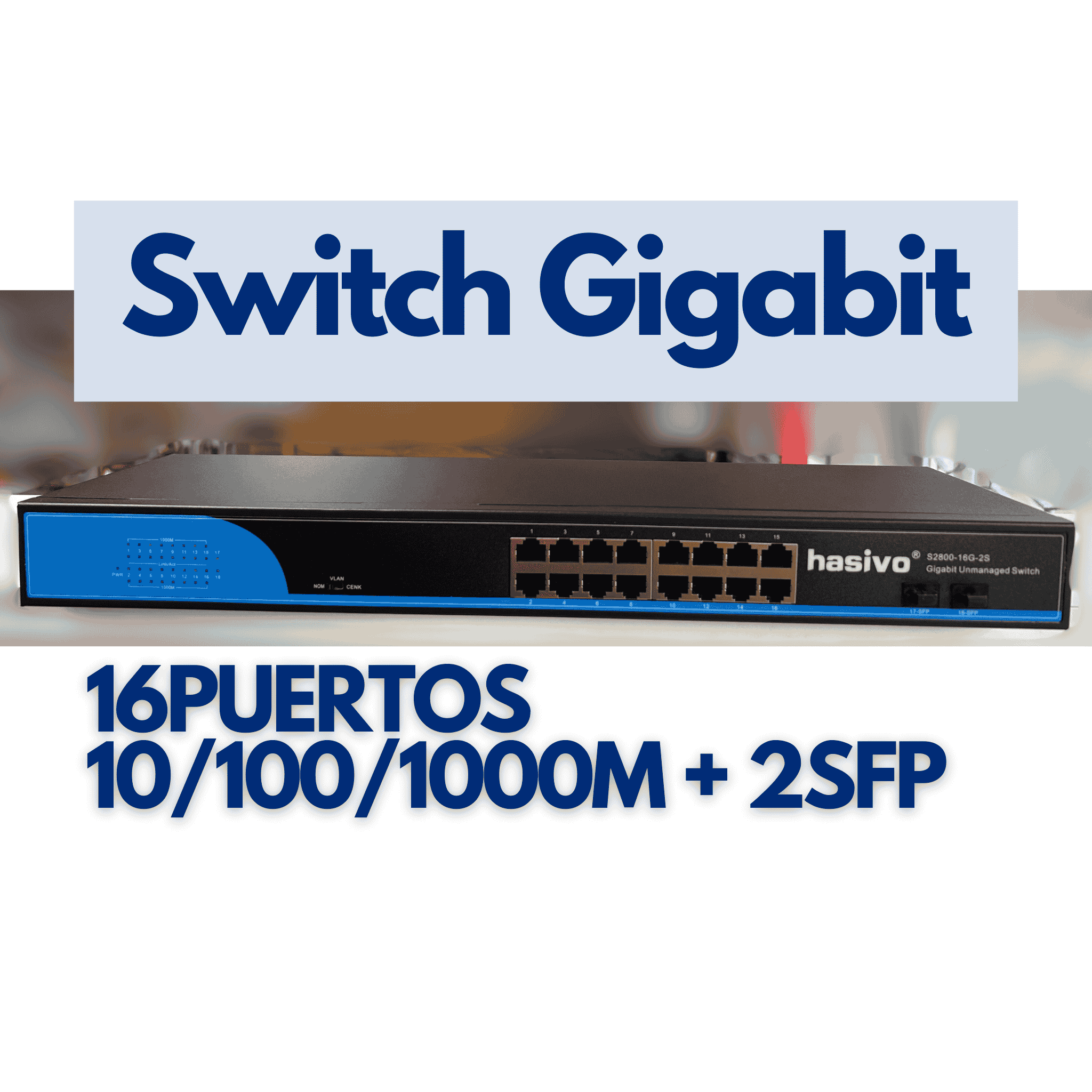 Switch de 16 puertos Gigabit + 2 GE Combo uplink – S2800-16G-2S hasivo