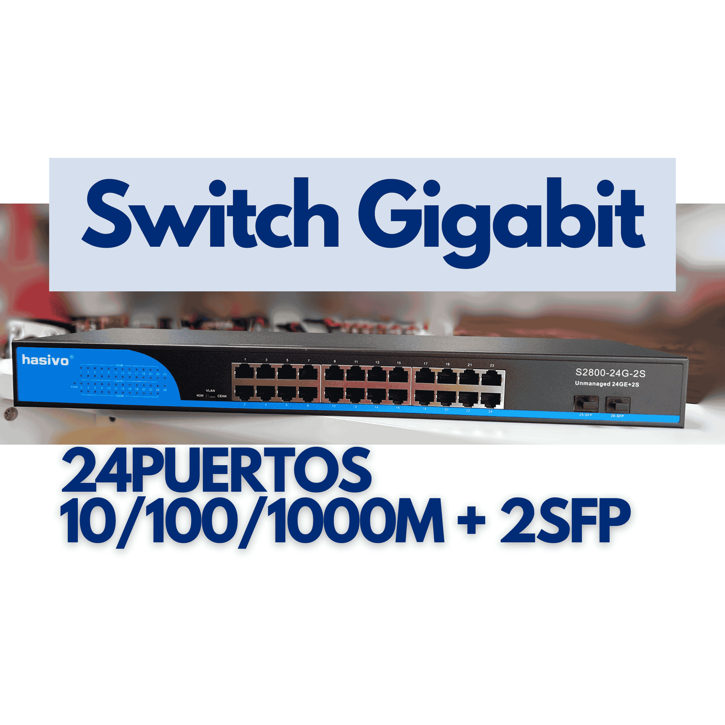 Switch de 24 puertos Gigabit + 2 GE Combo uplink – S2800-24G-2S hasivo