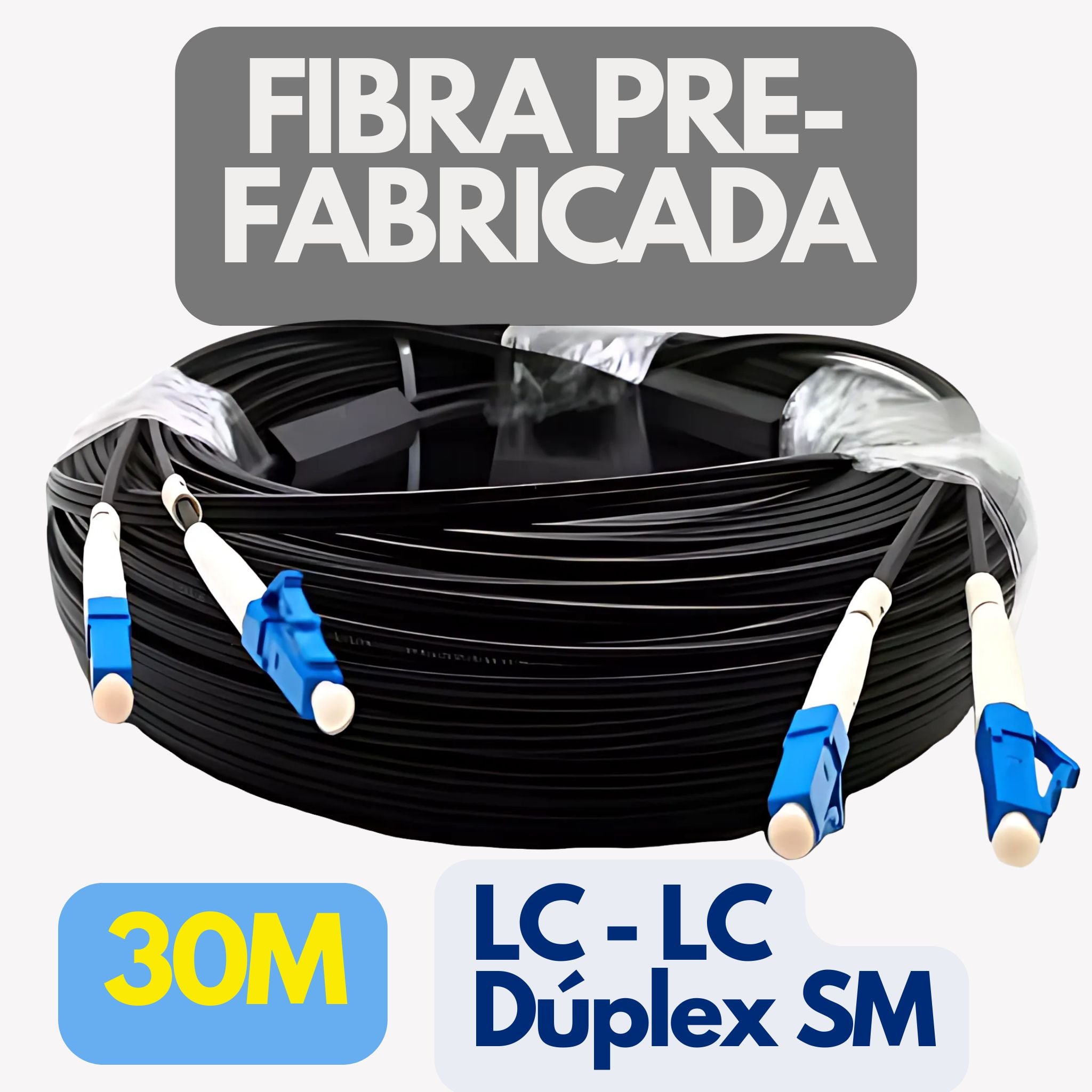 Fibra óptica pre-fabricada LC-LC dúplex monomodo de 30 metros