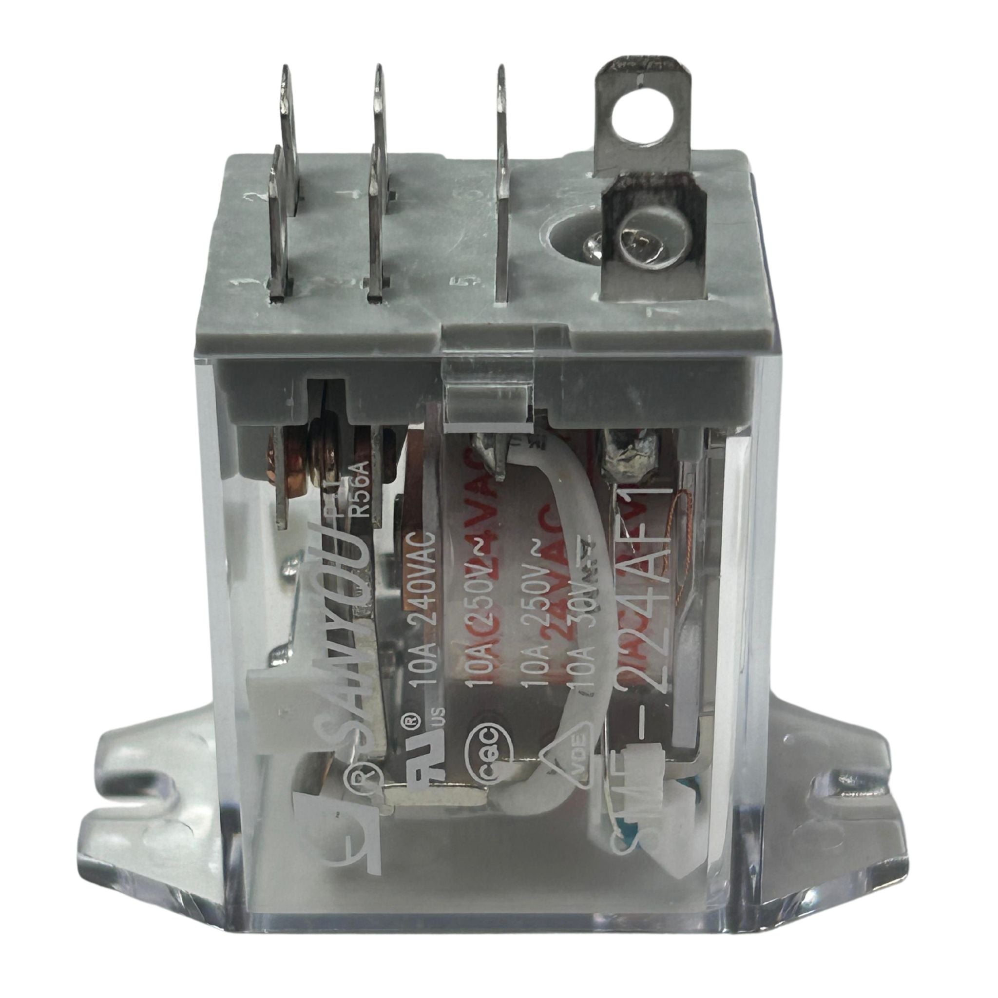 Relé enchufable con bobina 24VAC 10A 2 polos