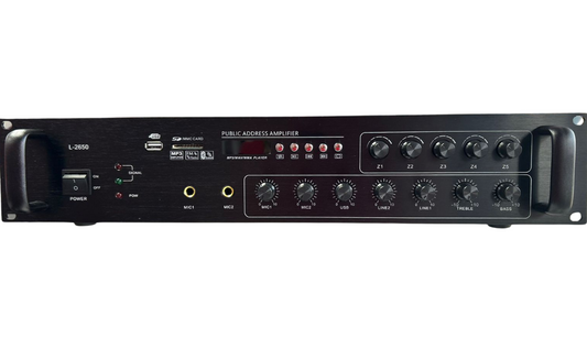 Amplificador de PA L-2650 de 650W, 5 zonas, USB SD FM Bluetooth