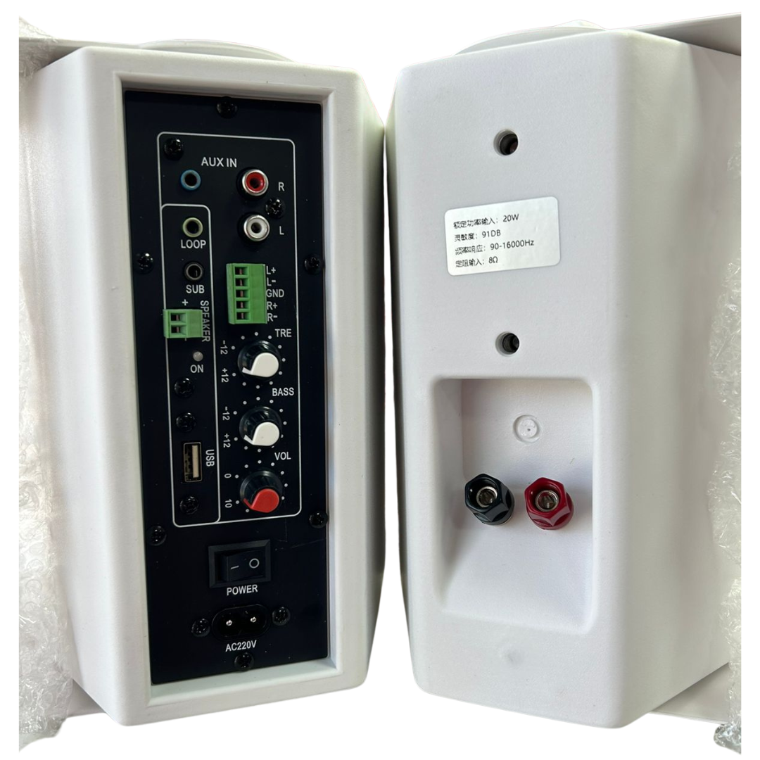 Bocina con amplificador inalámbrica por Bluetooth, 20W, montaje en pared, color blanco – TL-A5BT