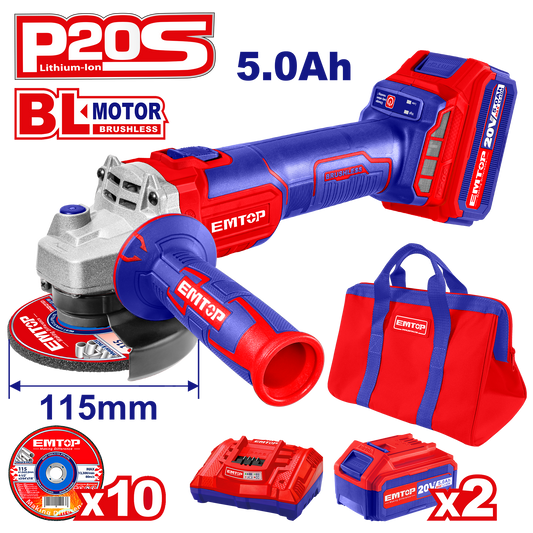 Esmeril inalámbrico 4-1/2” con 2 baterías 5.0AH cargador y maletín