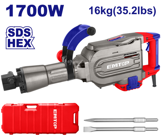 Martillo demoledor industrial HEX de 1700W EMTOP ULDBRH1701