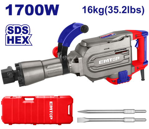 Martillo demoledor industrial HEX de 1700W EMTOP ULDBRH1701