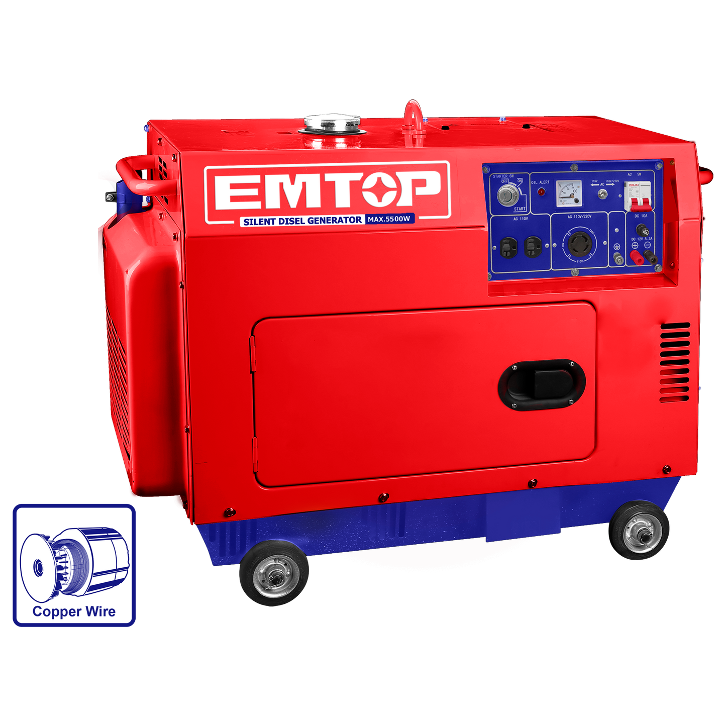 Generador diesel silencioso 5.5kW 9.0HP Emtop ULDGRS511