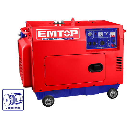 Generador diesel silencioso 5.5kW 9.0HP Emtop ULDGRS511