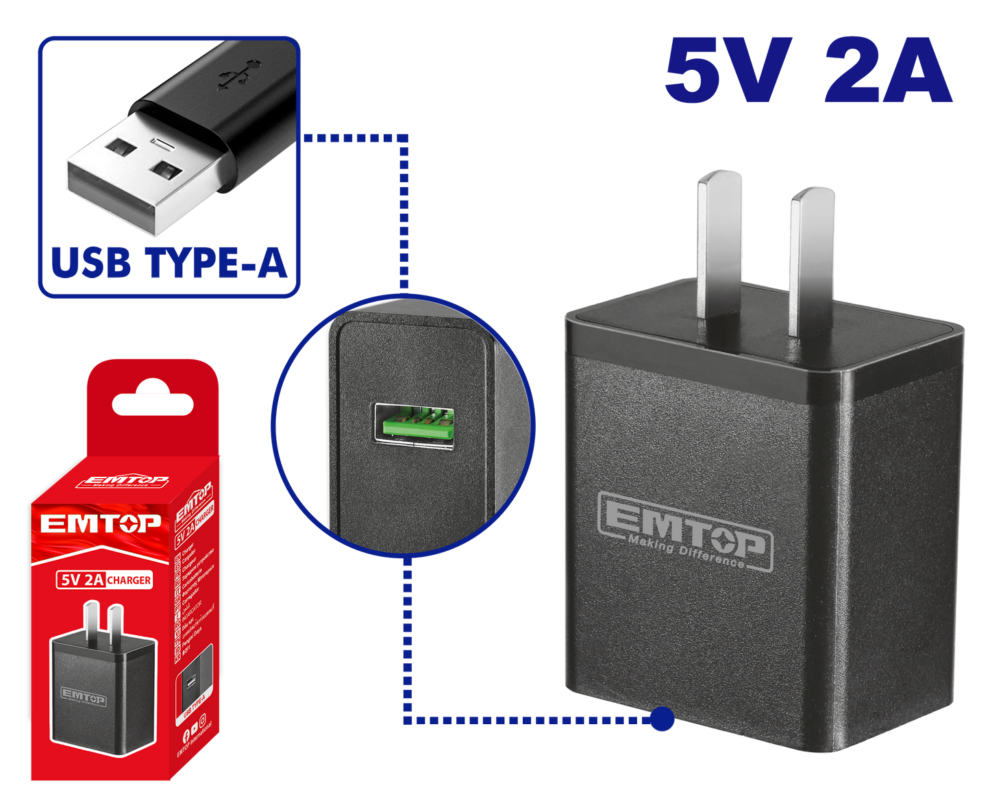 Cargador USB Emtop ULFCR120502
