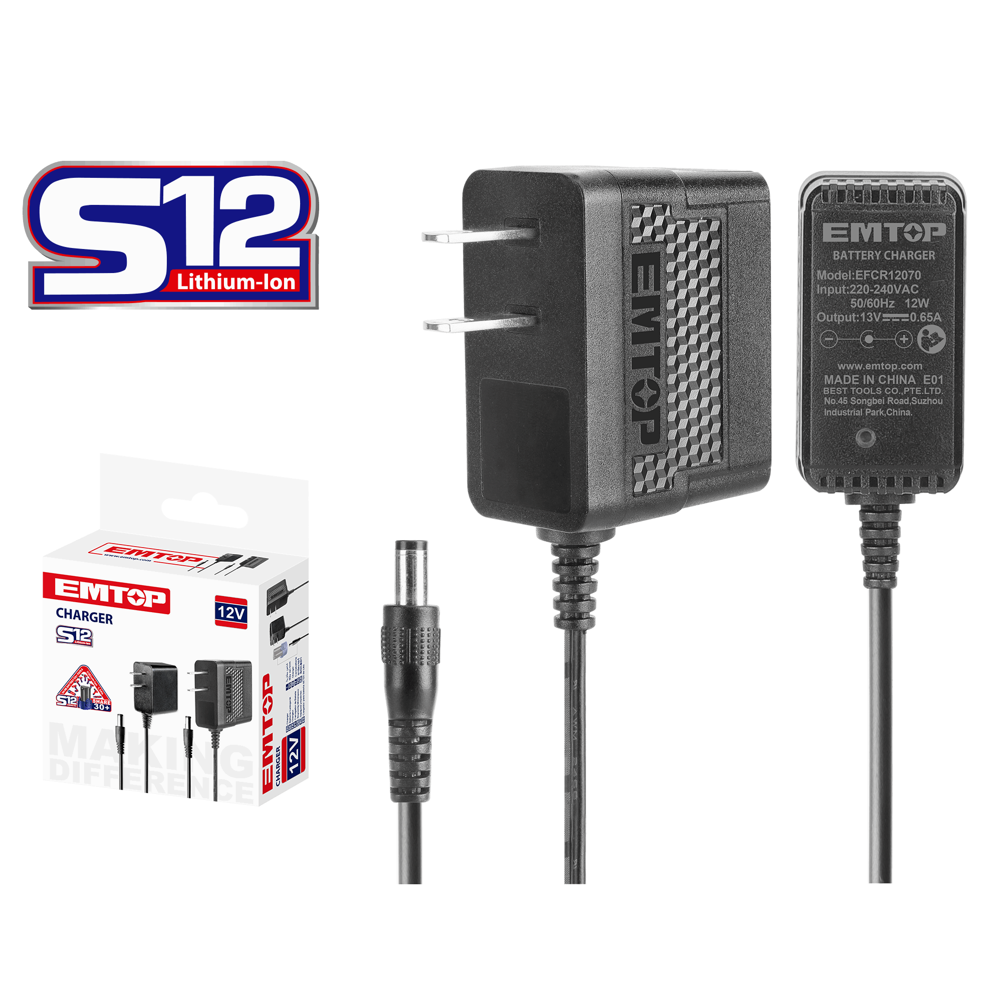 Cargador para batería S12 de 12V