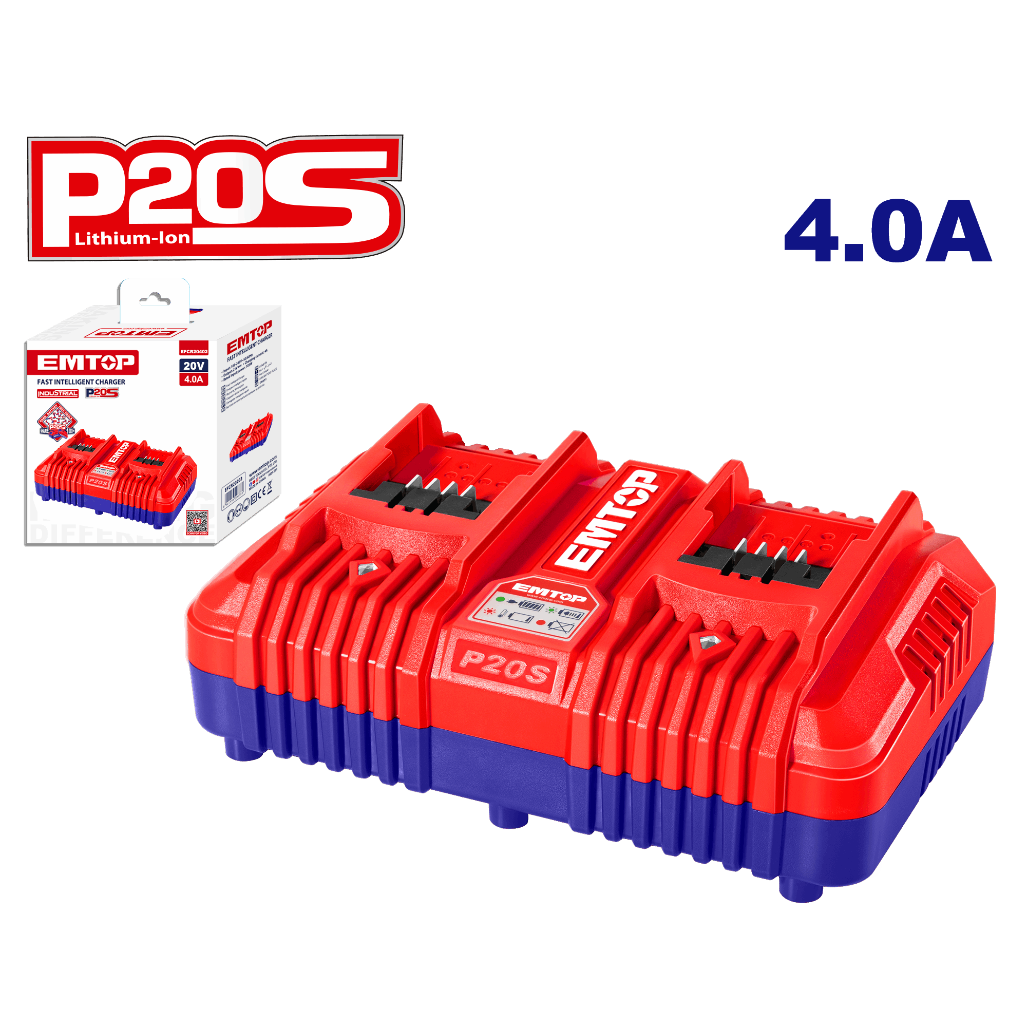 Cargador rápido doble para baterías 20V P20S