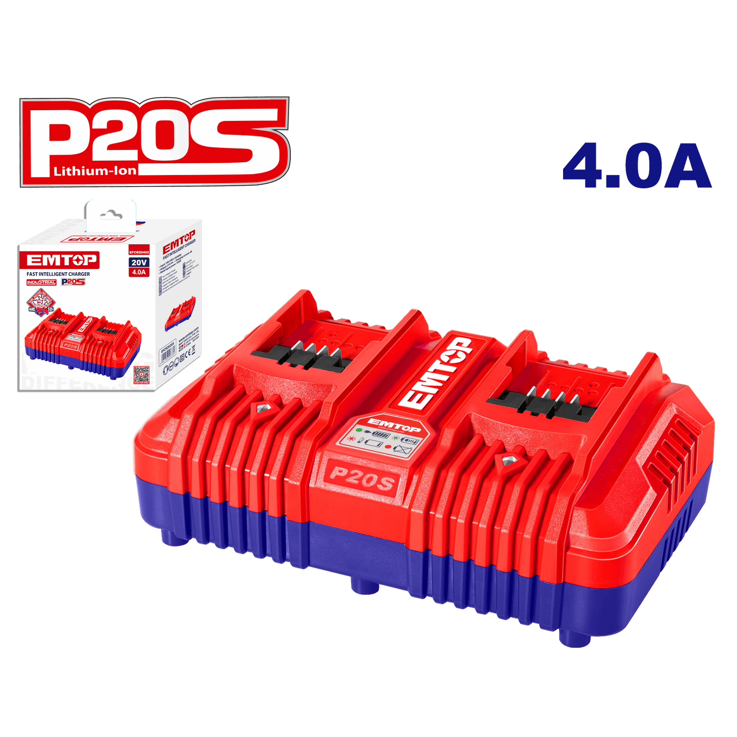 Cargador rápido doble para baterías 20V P20S