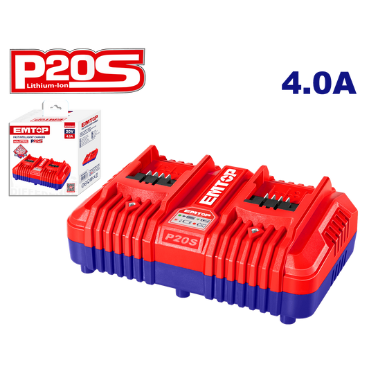Cargador rápido doble para baterías 20V P20S