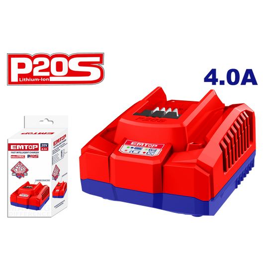 Cargador industrial rápido inteligente para baterías 20V P20S