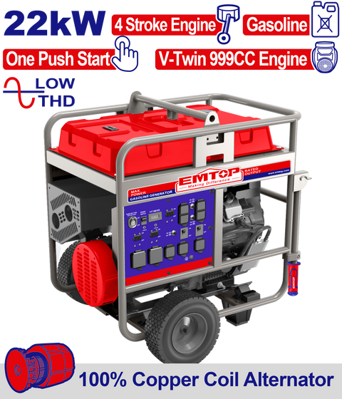 Generador INDUSTRIAL a gasolina 22kW motor 4T Emtop ULGGRD20011