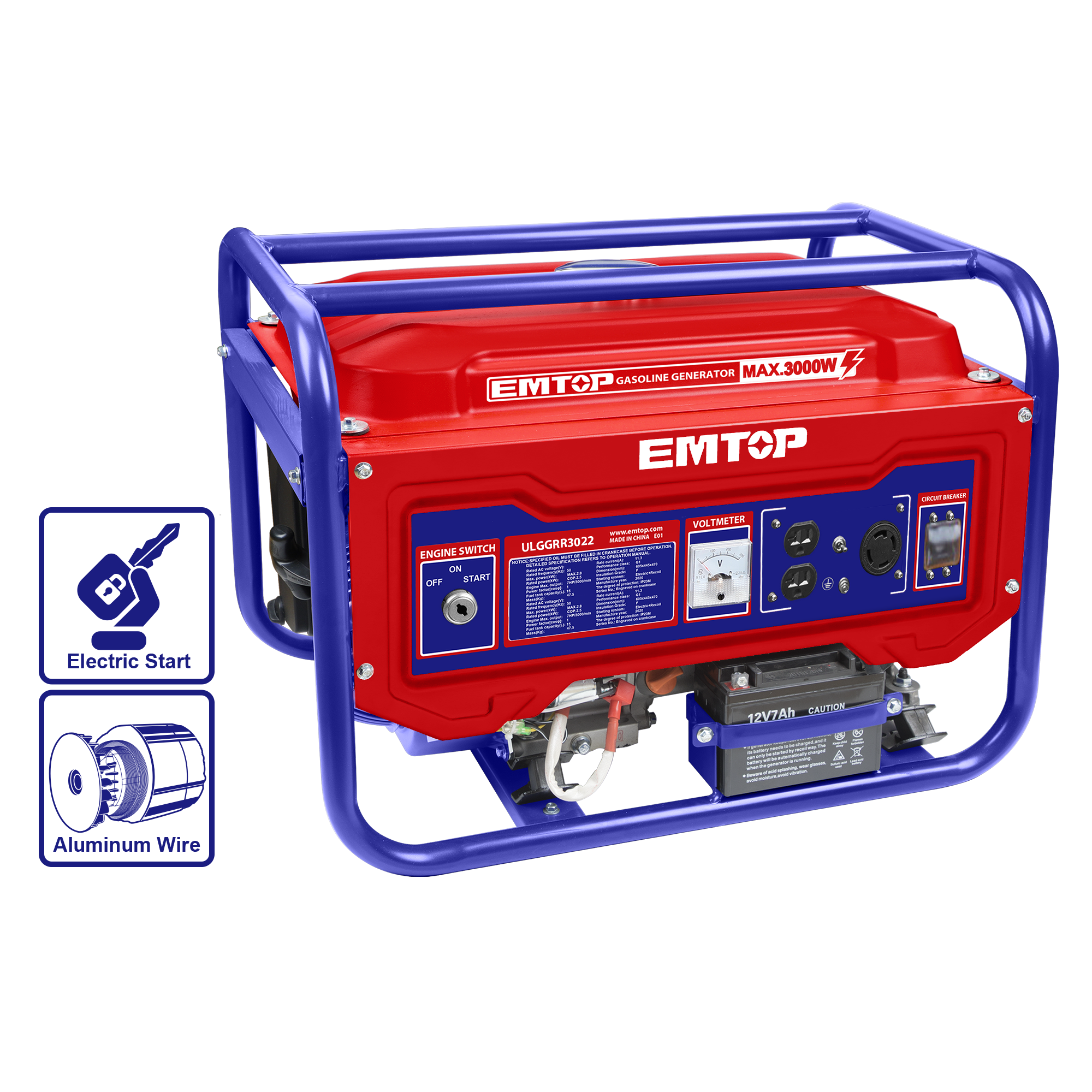 Generador eléctrico a gasolina motor 4T 3000W