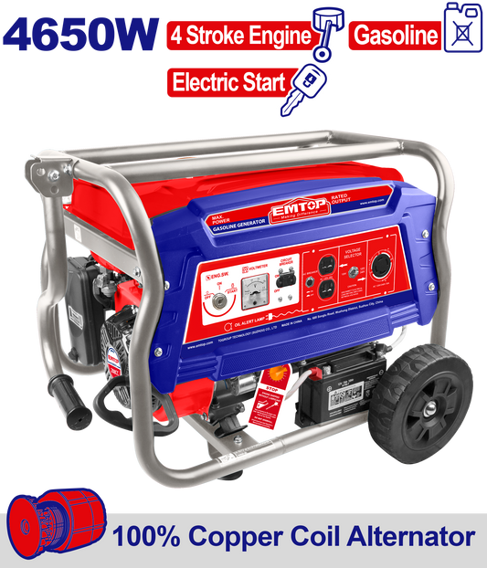 Generador a gasolina de 4650 watts motor 4T EMTOP ULGGRD4511